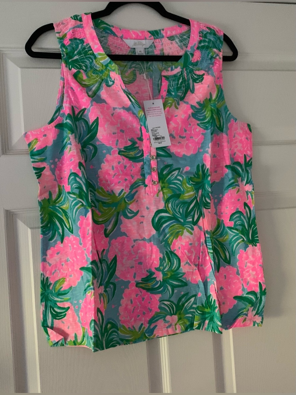 NWT Lilly Pulitzer Essie Top Blue Ibiza Pineapple Shake XL